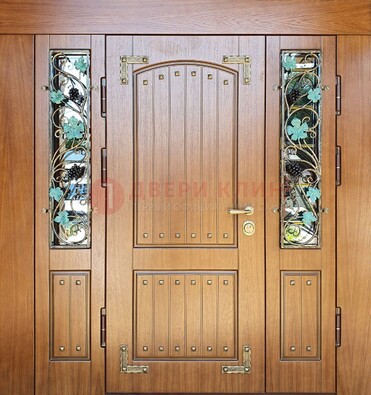 Железная дверь Винорит со стеклом и ковкой лозы ДСК-236 в Нижнем Новгороде