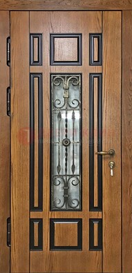 Двухцветная железная дверь Винорит со стеклом и ковкой ДСК-264 в Нижнем Новгороде