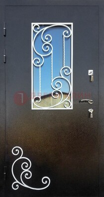 Входная дверь Порошок со стеклом и ковкой ДСК-278 в Нижнем Новгороде