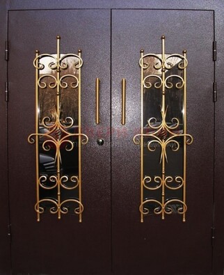 Металлическая дверь с ковкой и остеклением ДСК-49 в Нижнем Новгороде