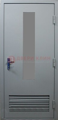 Серая металлическая техническая дверь с декоративной вставкой ДТ-14 в Электроуглях