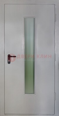 Белая металлическая техническая дверь со стеклянной вставкой ДТ-2 в Костроме