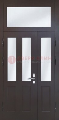 Черная тамбурная дверь со стеклянными вставками ДТМ-38 в Нижнем Новгороде