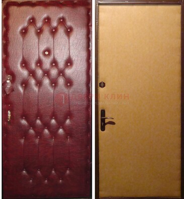 Бордовая металлическая дверь с винилискожей ДВ-1 в Нижнем Новгороде