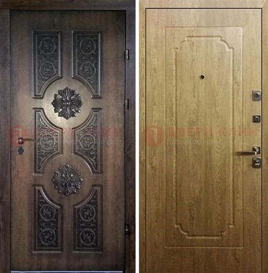 Железная коричневая дверь с виноритом и Золотой дуб внутри ДВТ-101 в Нижнем Новгороде