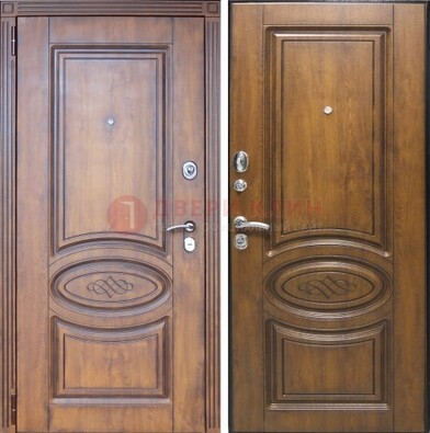Коричневая металлическая дверь с виноритом ДВТ-10 в Нижнем Новгороде