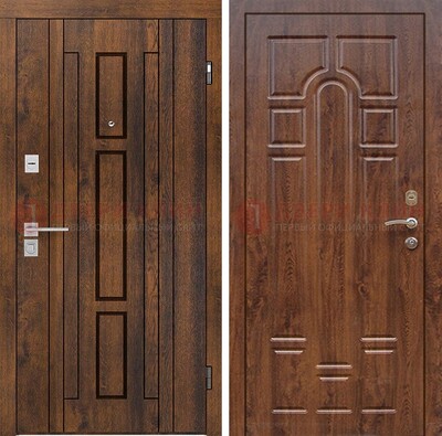 Стальная коричневая дверь с МДФ и коричневой МДФ внутри ДМ-1388 в Нижнем Новгороде