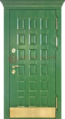 Входная зеленая дверь с виноритом для коттеджа ДВТ-249 в Солнечногорске