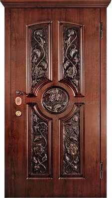 Филенчатая металлическая дверь с виноритом и резьбой ДВТ-69 в Солнечногорске