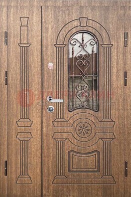 Железная классическая дверь с терморазрывом и МДФ Миланский орех ДВТ-77 в Нижнем Новгороде