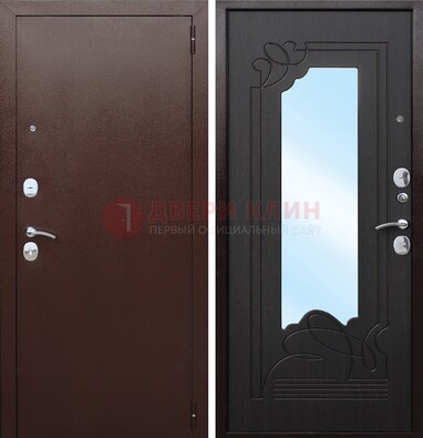 Коричневая стальная дверь с зеркалом ДЗ-18 в Нижнем Новгороде