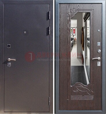 Черная входная дверь с зеркалом МДФ внутри ДЗ-29 