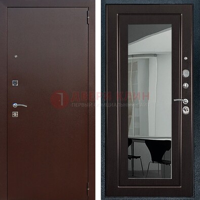 Металлическая дверь с порошковым напылением с МДФ и зеркалом ДЗ-61 в Нижнем Новгороде