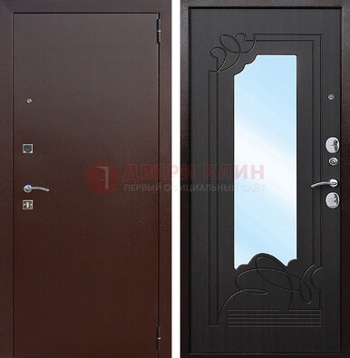 Входная дверь с порошковым напылением Медный антик/Венге с зеркалом ДЗ-64 в Нижнем Новгороде