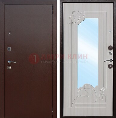 Стальная дверь с порошковым покрытием с резной МДФ и зеркалом ДЗ-66 в Нижнем Новгороде