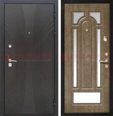Темная металлическая дверь МДФ с различными зеркальными вставками внутри ДЗ-82 в Нижнем Новгороде