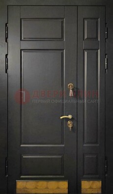 Черная полуторная железная дверь для частного дома ПЛ-2 в Дмитрове