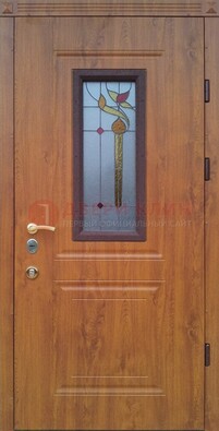Железная дверь с МДФ и витражом ВЖ-24 в Нижнем Новгороде